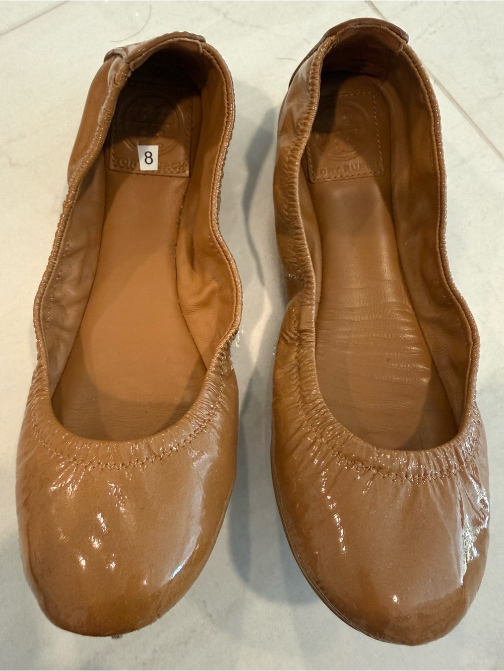 Tory Burch Tan Patent Leather Ballet Flats - Women's Size 8